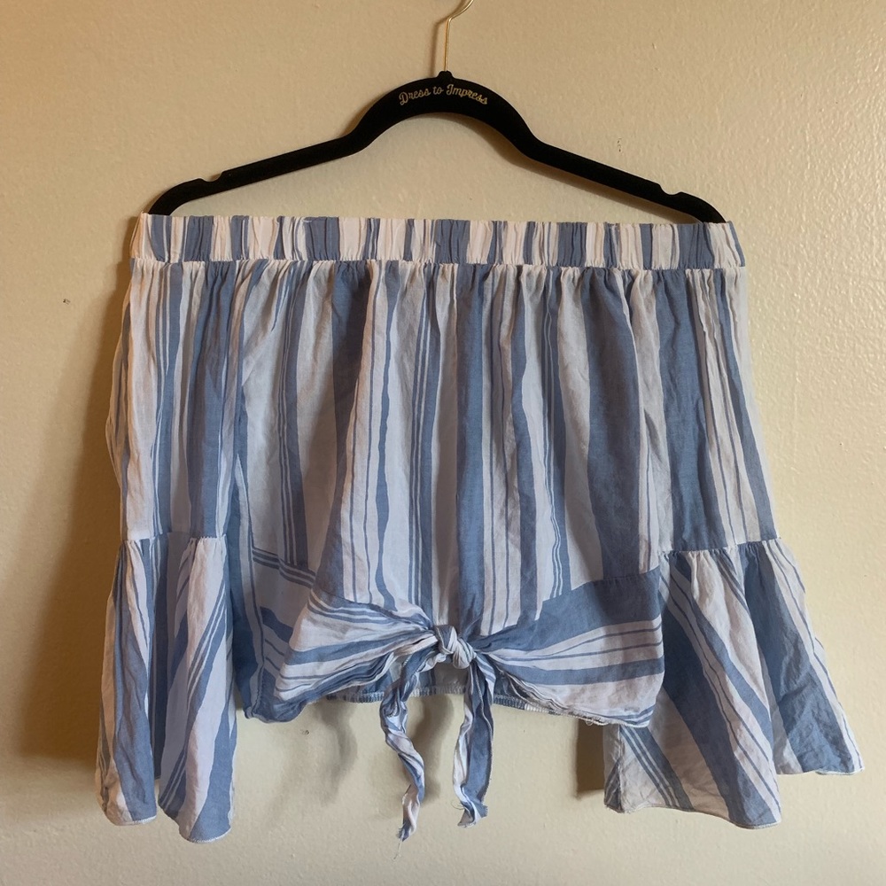 Blue Striped Off The Shoulder Top
